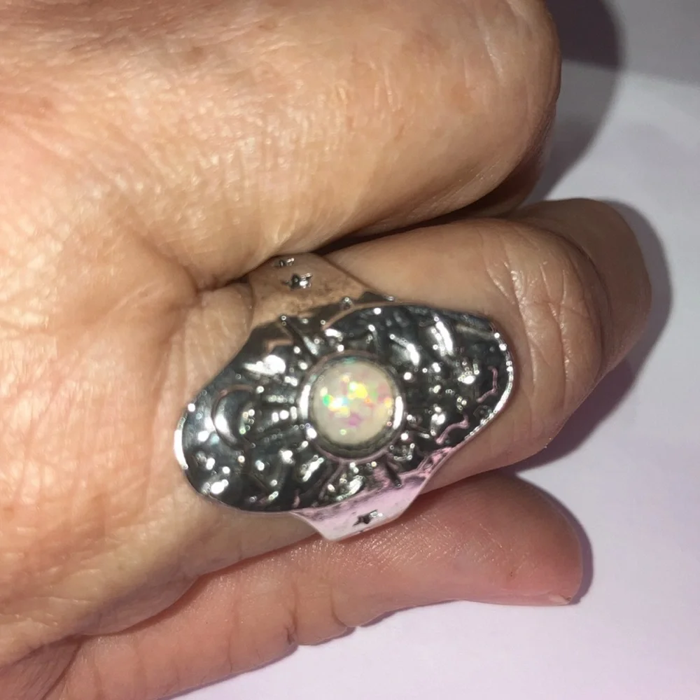 New Moonstone Ring Hands Stars & Moon  Unisex Various Sizes